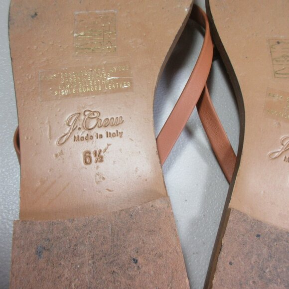 JCREW womens tan leather flat thong Capri sandals 6.5 M Italy ay149 - Picture 5 of 6